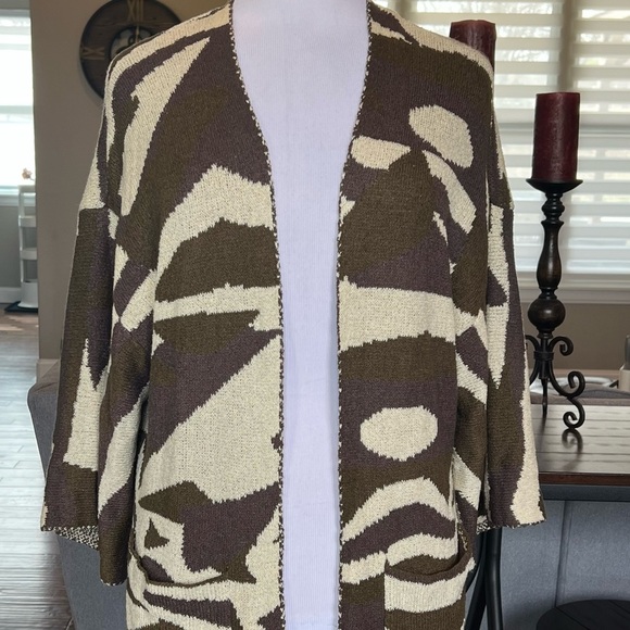 Miss Me Blend In Camo Kimono Oversized Cardigan Sweater S Long Duster Open Front - Picture 5 of 12
